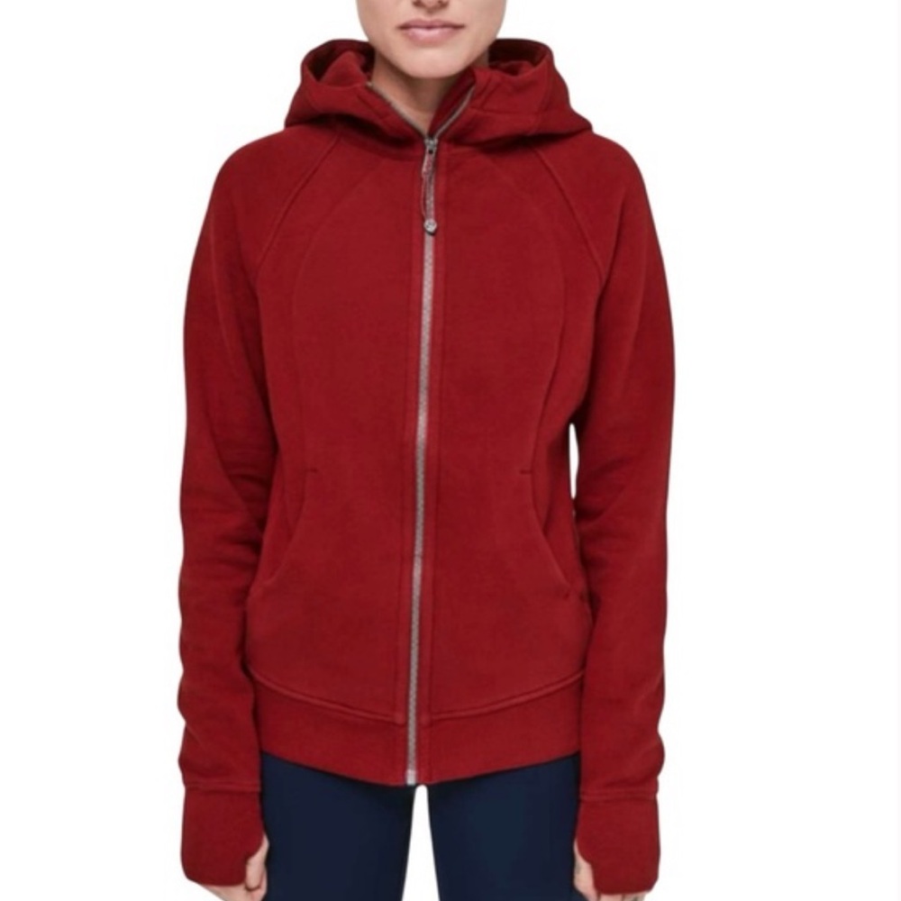 Lululemon Athletica Women's Red Scuba Hoodie Cotton Fleece